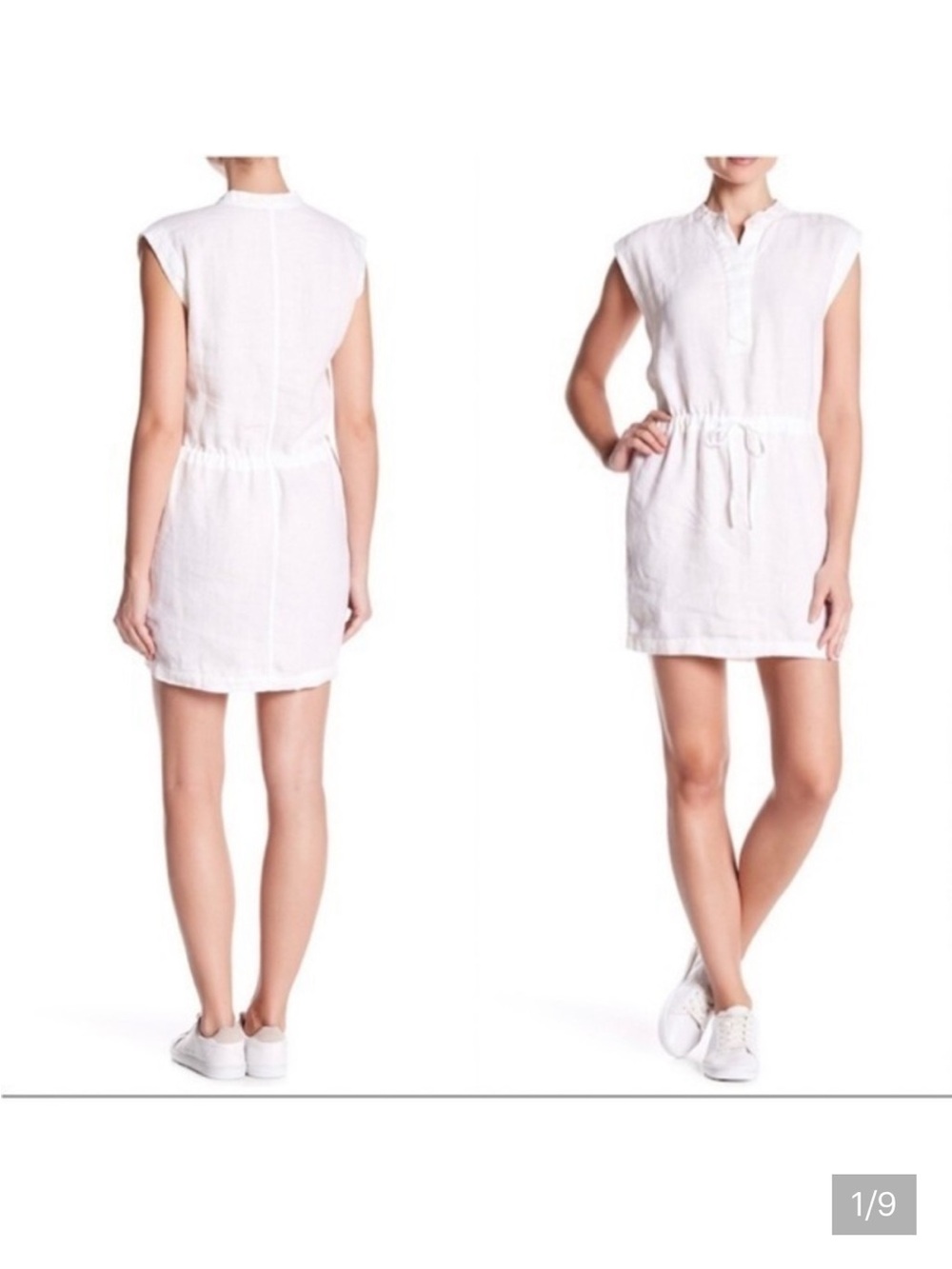 James Perse linen drawstring White Sleeveless Mini Dress
